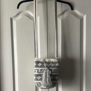 Gray and White Patterned Shoulder Bag